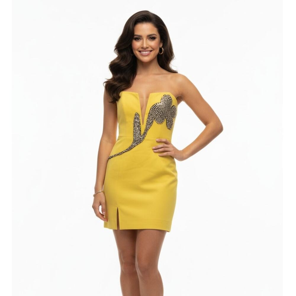 Bardot Strapless Dress Yellow Size XS NWT Cocktail Wedding Homecoming Grad Femme